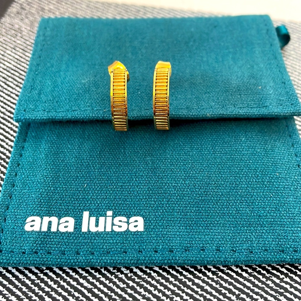 Ana Luisa Pleated Gold Hoop Earrings
